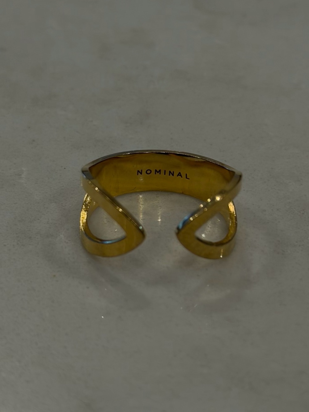 Nominal Gold Tone Adjustable Open Wrap Ring Size 7.5 Minimalist Statement Ring